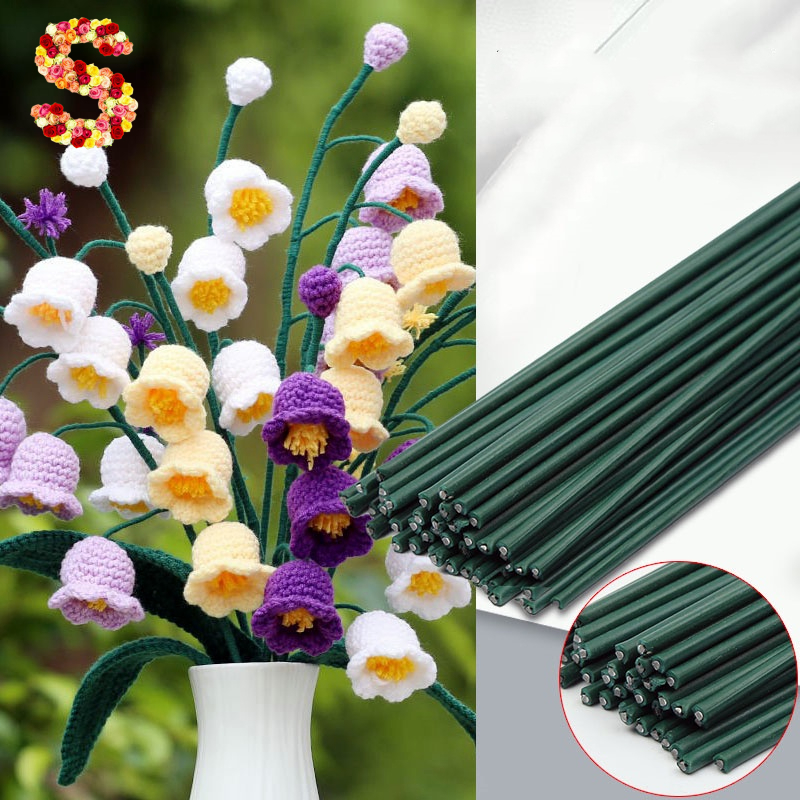 25/20/30/40cm Flower Stub Stems Paper/Green Floral Tape Iron Wire  Artificial Flower Stub Stems Craft Decor soap Holding flowers stem