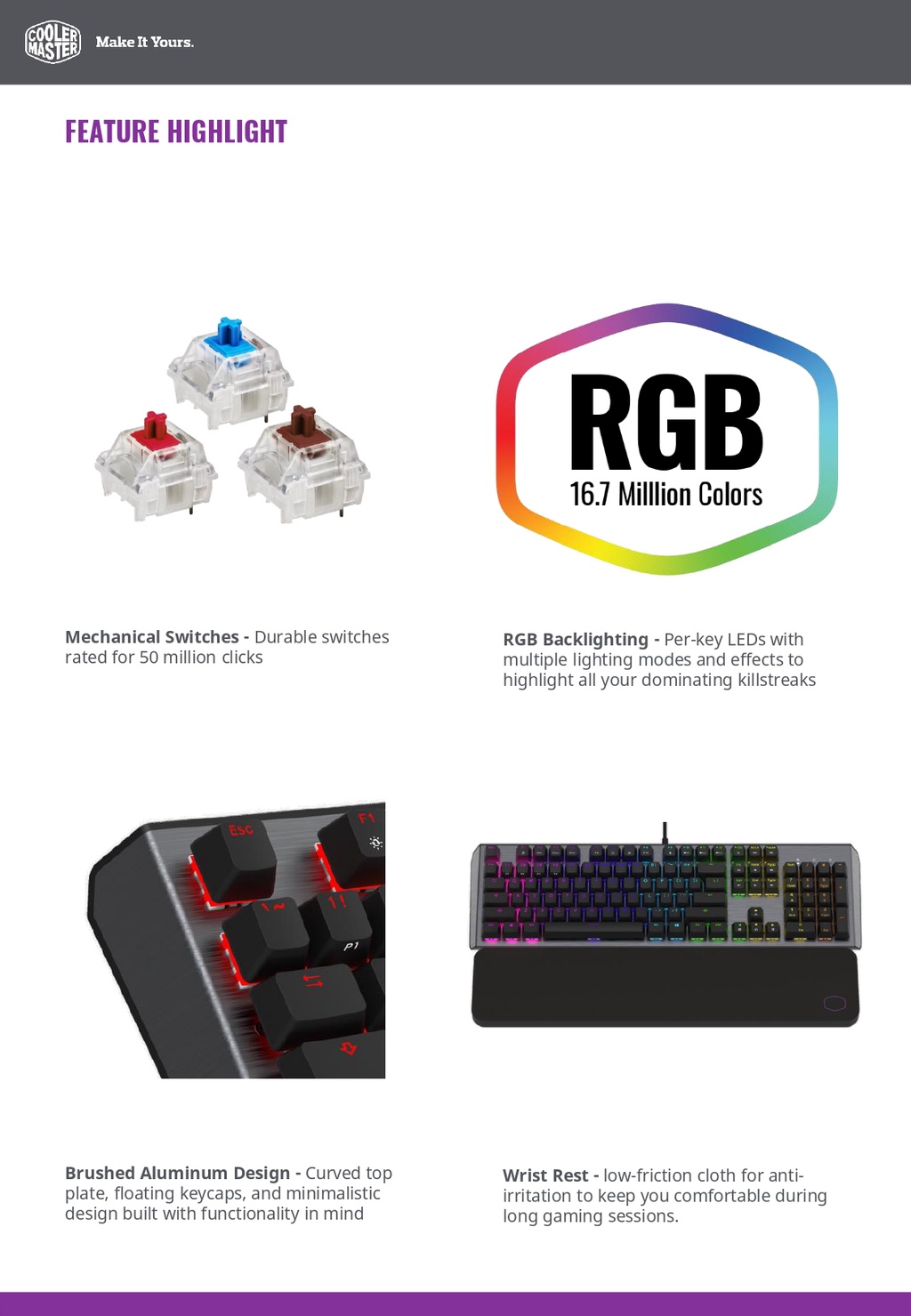 Cooler Master Ck550 V2 Full RGB Mechanical Gaming Keyboard & Wrist Rest ...