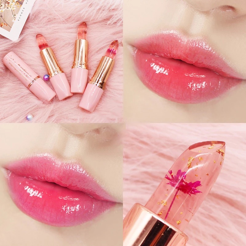 3 Colors Crystal Jelly Flower Lipstick Temperature Color Changing Lipsticks for Women Shopee