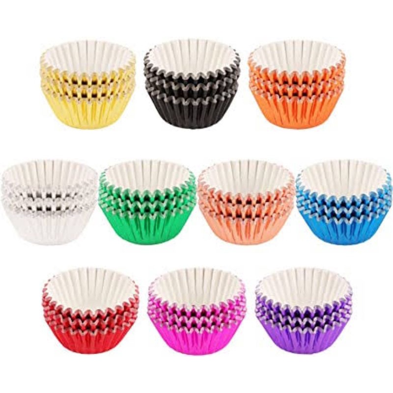 100PCS 3oz Foil Metallic Cupcake Liner Cup Cake Liners Muffin Aluminum