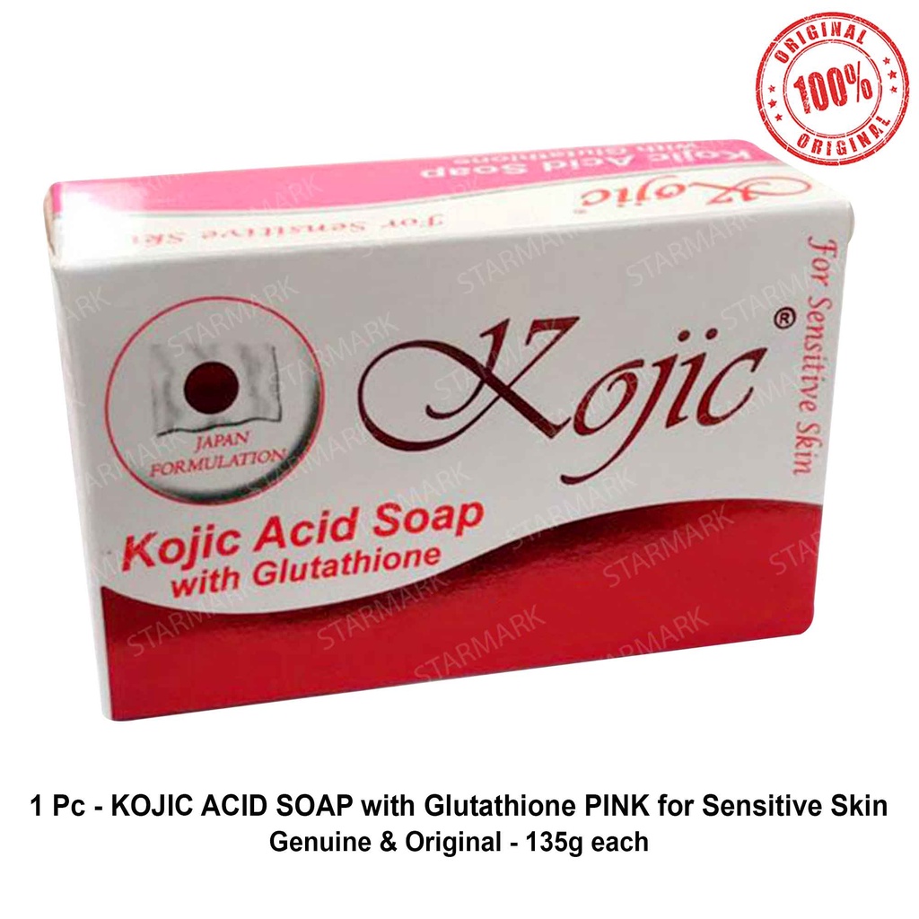 Kojic Soap with Glutathione Pink for Sensitive Skin, Sutla Kojic Acid Soaps with Glutathione - 1Pc