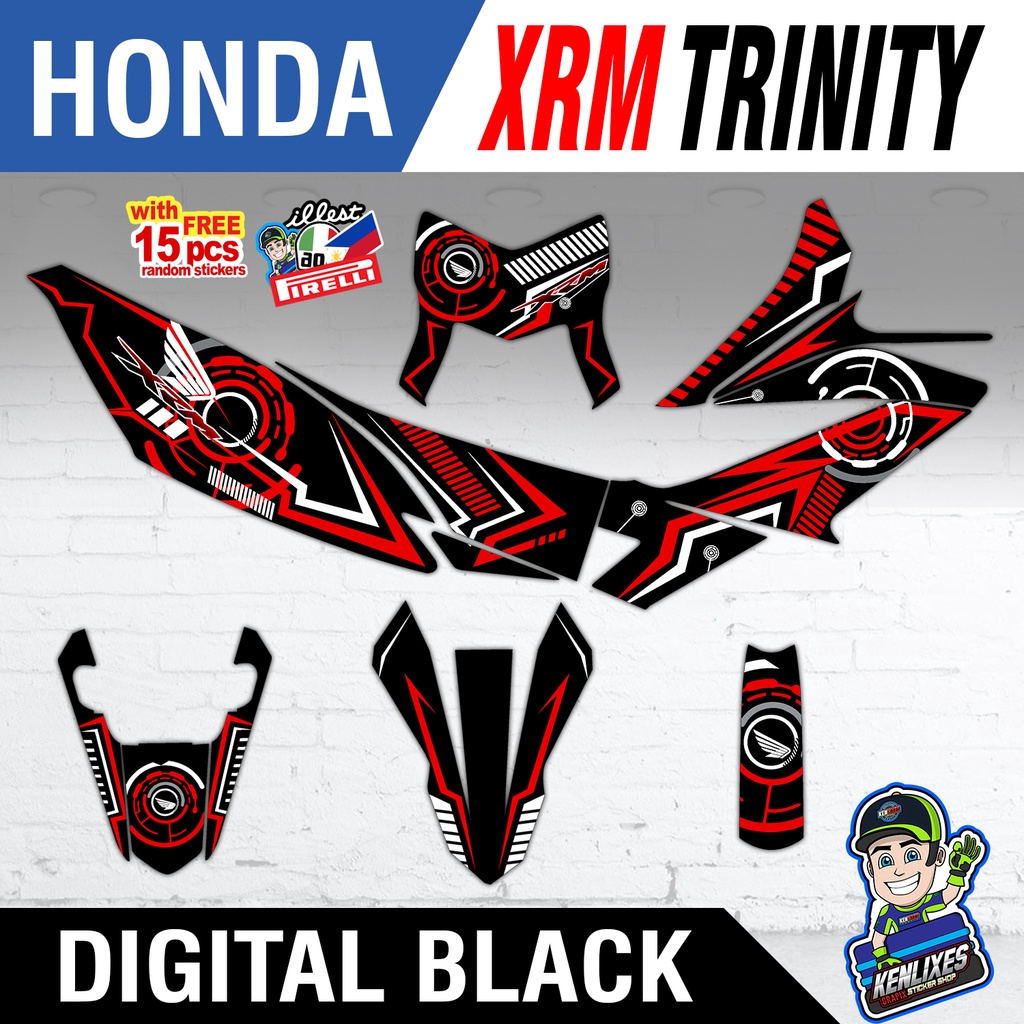 Honda XRM 125 Trinity Full Body Decals / Sticker (Digital Black ...