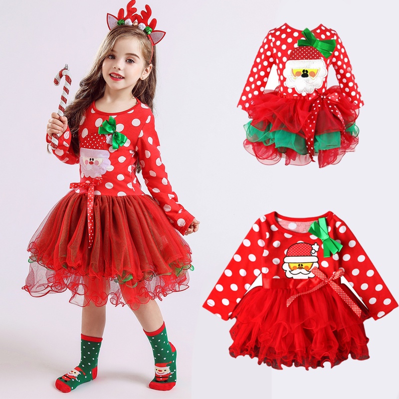 Baby Girl Christmas Dress Kids Girl Santa Claus Pattern Tutu Dresses ...