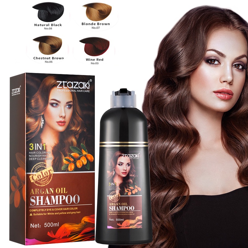 Black Hair Dye Shampoos 500ml Brown Hair Fashion Color Covering Hair ...