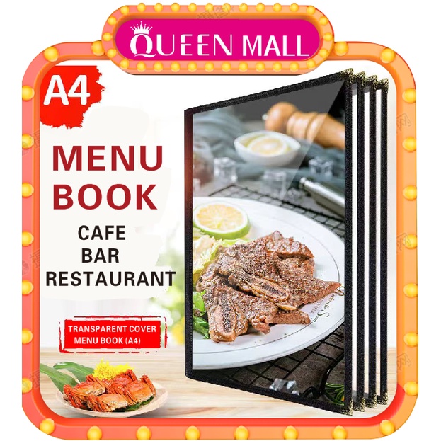 Menu Cover Cook Book Transparent Holder 1/2/3/4/6 Page A4 Size ...