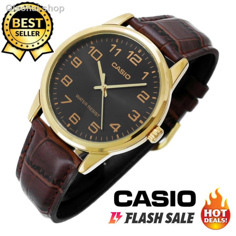 Casio V001 Quartz All Brown Leather Band Watch for Men(Brown)(mens