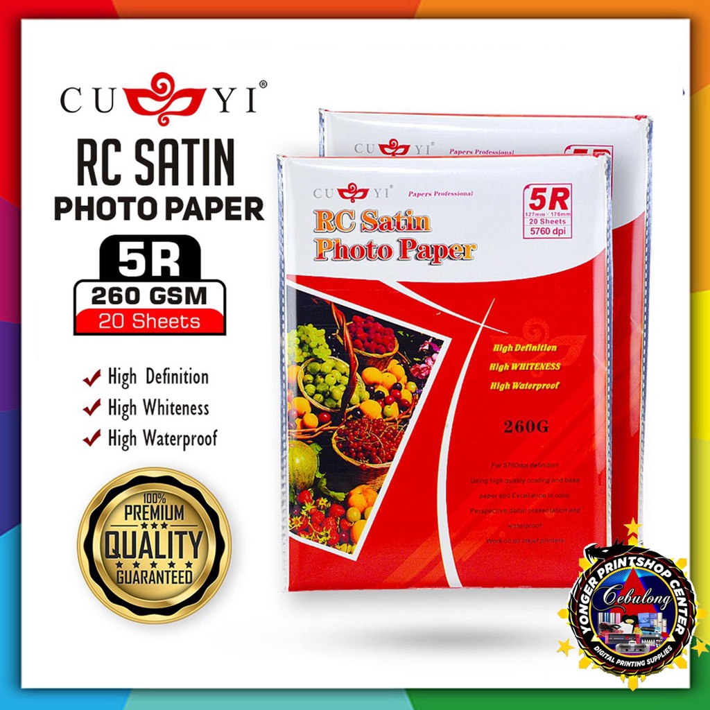 5R SIZE CUYI RC SATIN PHOTO PAPER 260GSM | Shopee Philippines