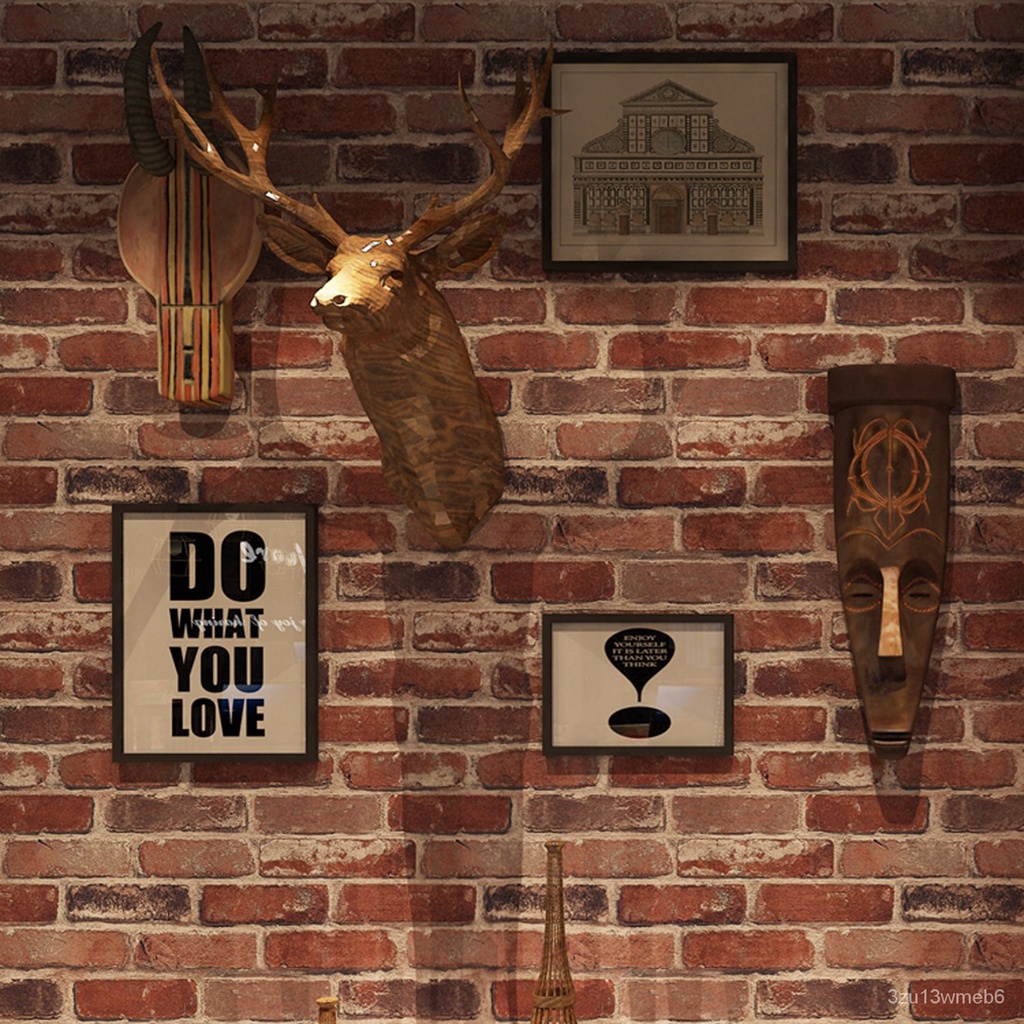10M Rustic Vintage 3D Faux Brick Wallpaper Roll Vinyl PVC Retro