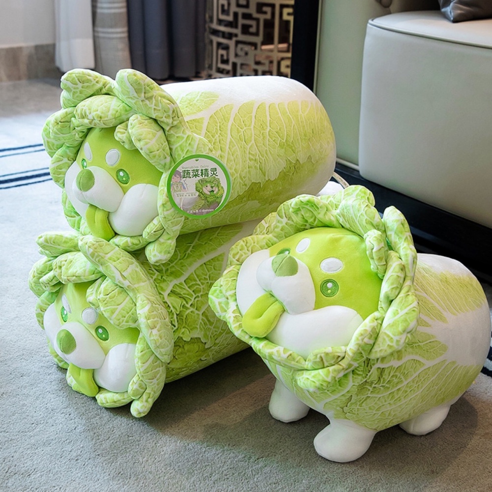 【Ready Stock】 Cartoon Cabbage Dog Soft Plush Throw Pillow Lifelike