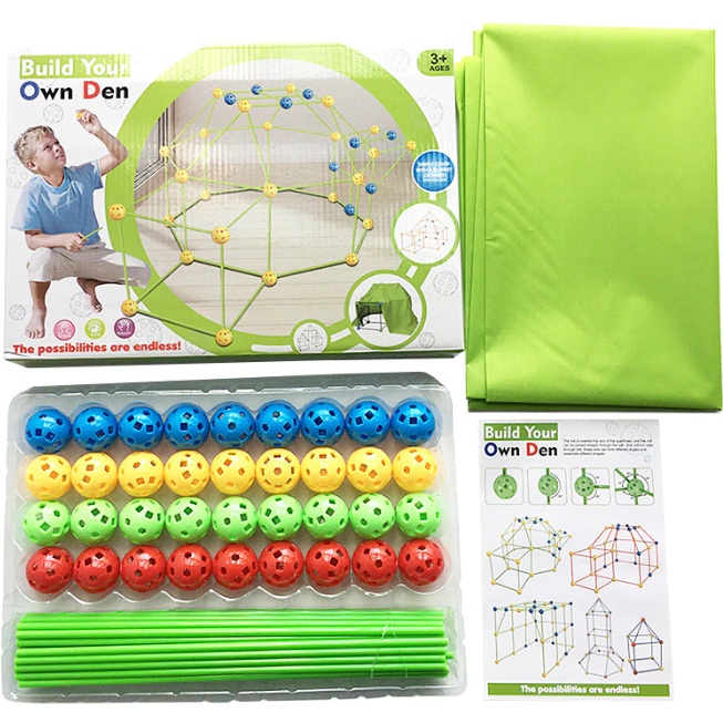 DIY Building Tent Block House Kit Construction Fort For Kids Toys Build