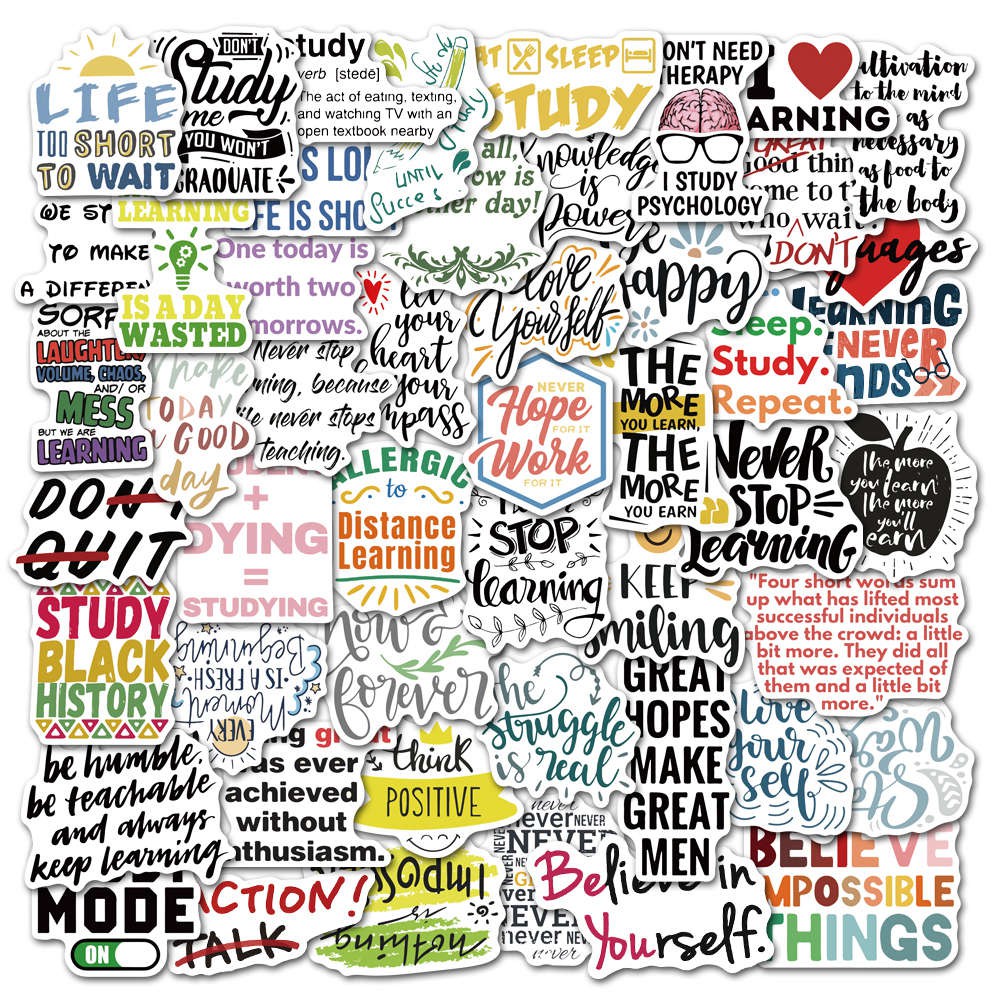 50PCS Motivational Phrases Sticker Quotes Sentences Waterproof for ...