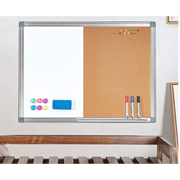 Whiteboard and Corkboard Combination Board 24 inches X 24