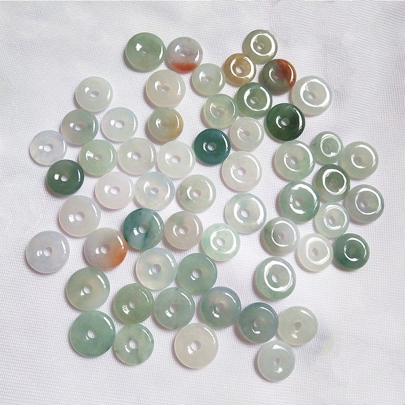 Natural Burmese Jade small safety button DIY Scattered Glutinous white ...
