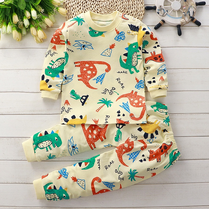 Terno Pajama for Kids Girls Long Sleeve Cotton Clothes Cute Printing  Sleepwear Baby Pajama Set 73cm-120cm