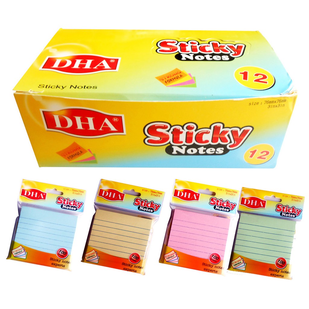 DHA Sticky Notes 3 x 3 with LINES - Neon Colored Sticky Notes w/ LINES ...