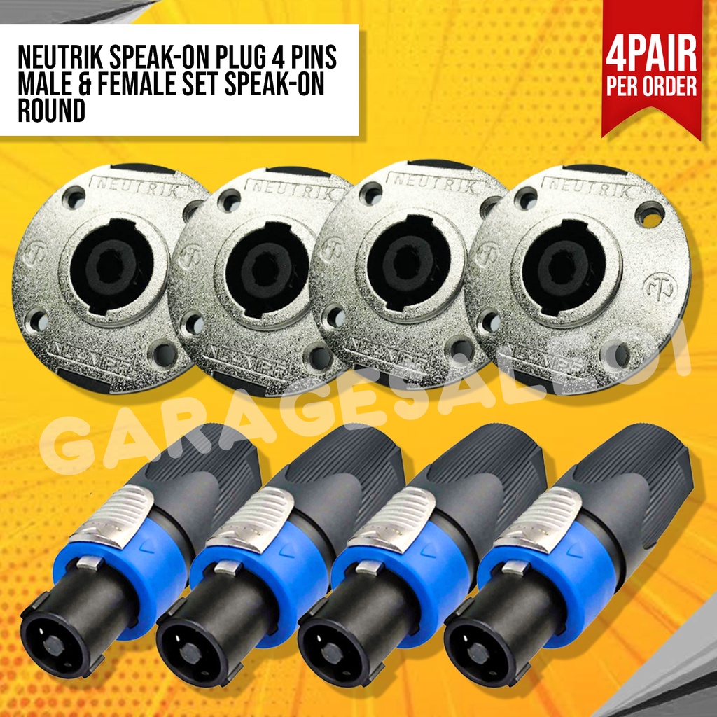 Pairs Neutrik Speakon Plug Pins Male Speakon Female Metal Round Set Shopee Philippines