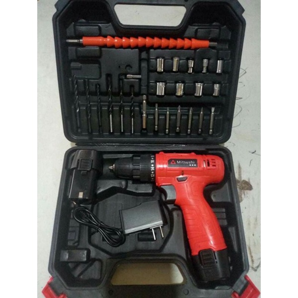 MITSUSHI 12V Cordless Drill Driver Double Speed w 2 Li ion Batteries and Accessories Shopee Philippines