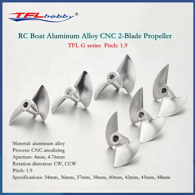 TFL RC Boat 2-blade Propeller 34-48mm CNC Prop Aluminum Alloy Pitch 1.9 ...