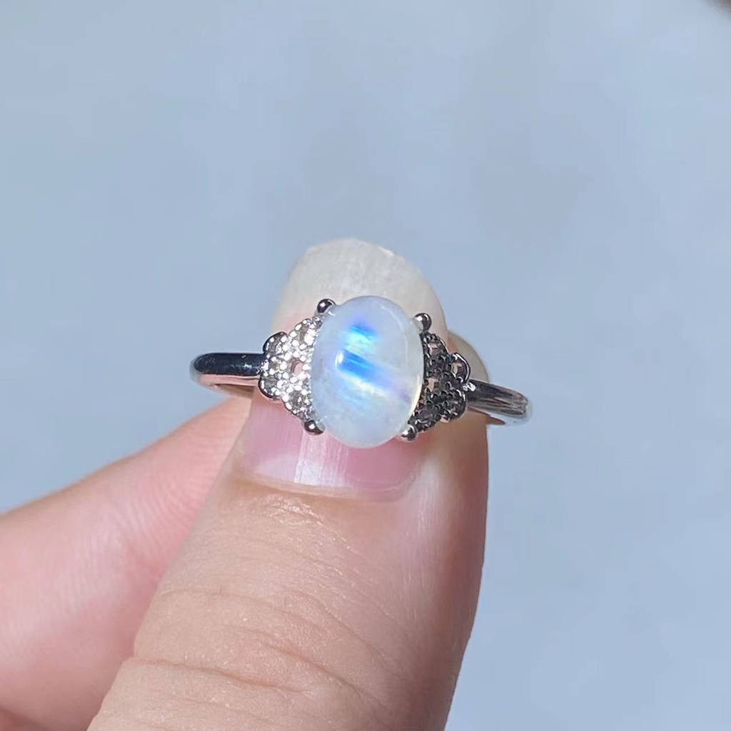 High Quality Blue Moonstone Ring S925 Silver Plating