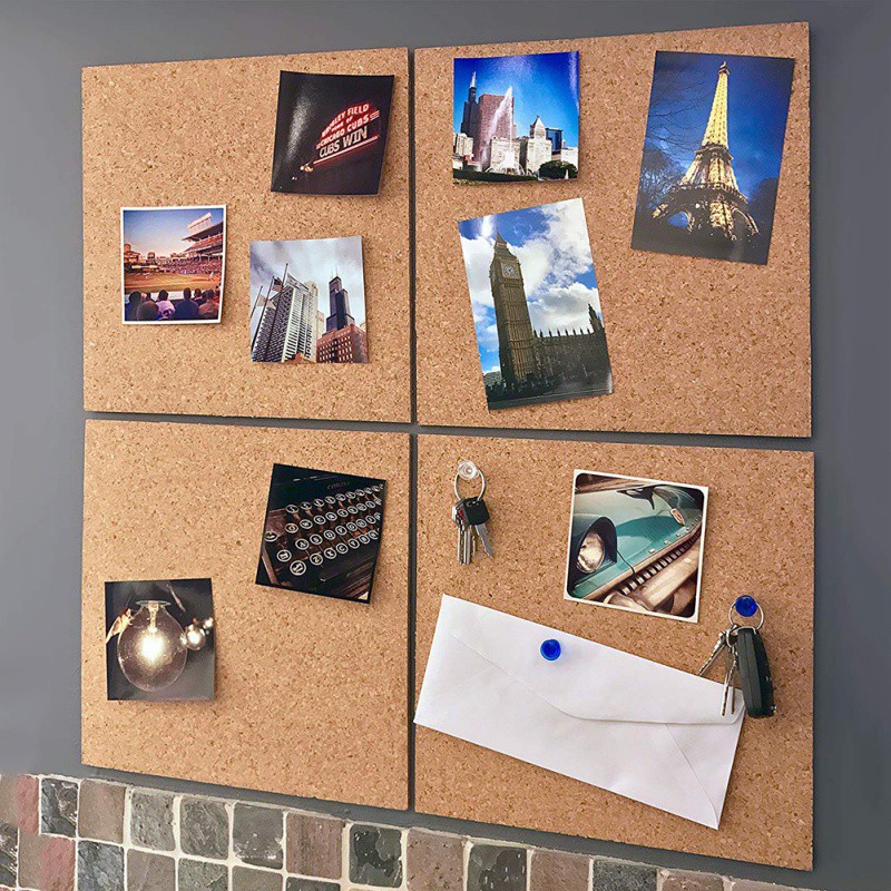 1PCS Square Round Adhesive Soft Wooden Board Message Board Photo Wall ...