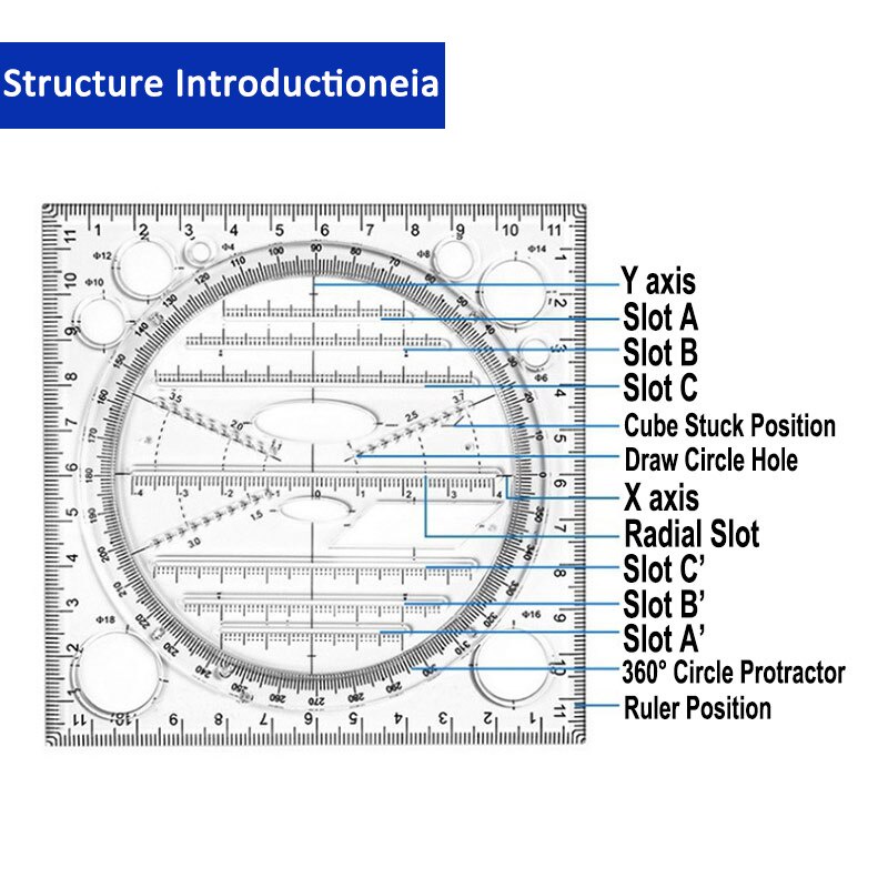 1pc Multifunctional Drawing Architect Stereo Geometry Ellipse Drafting ...