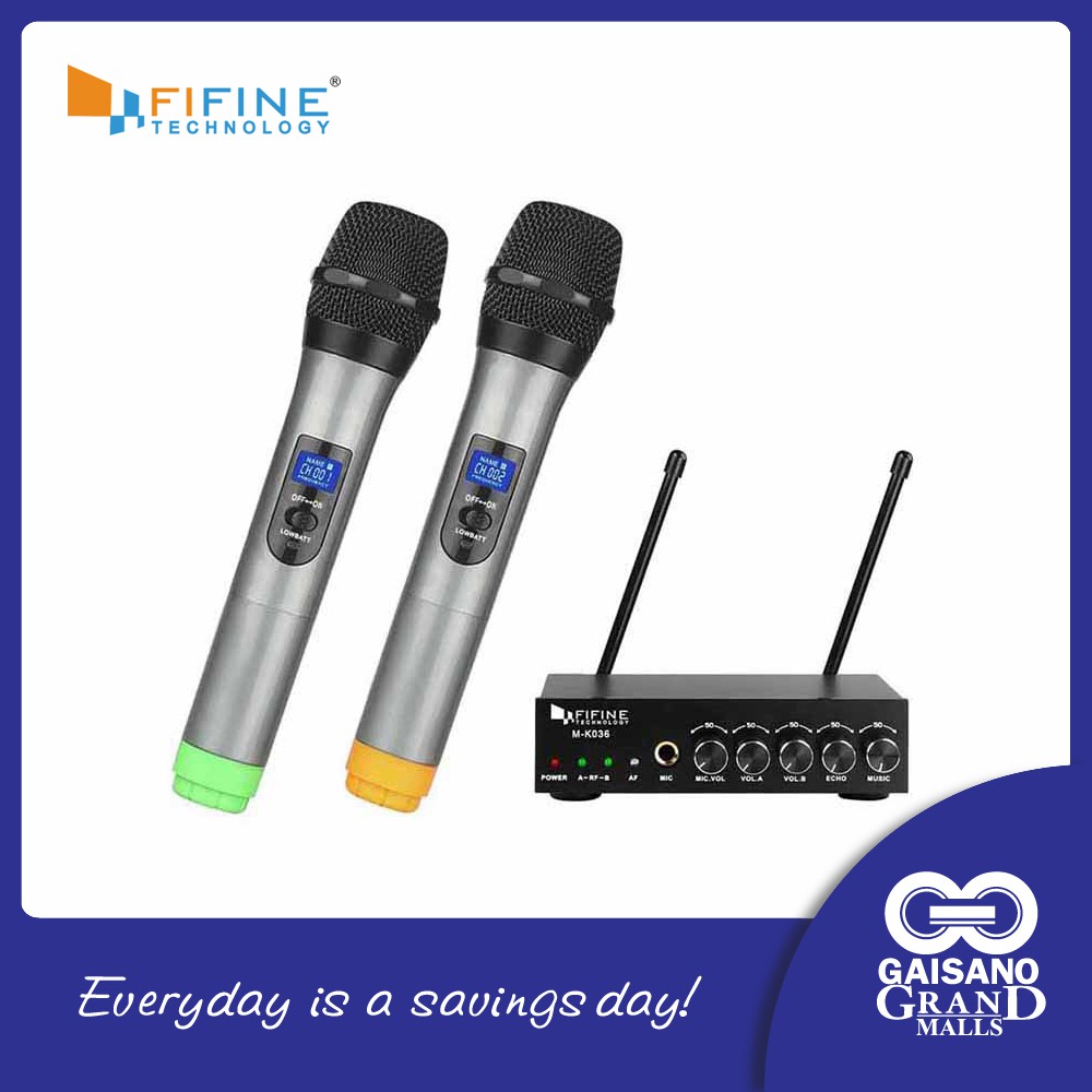 Fifine Wireless Microphone System with Dual Mics for Karaoke Party, M-K036