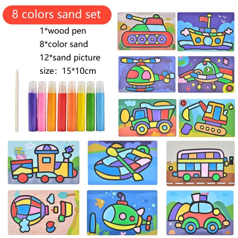 Kids DIY Magic Color Sand Painting Art Set Early Educational Learning