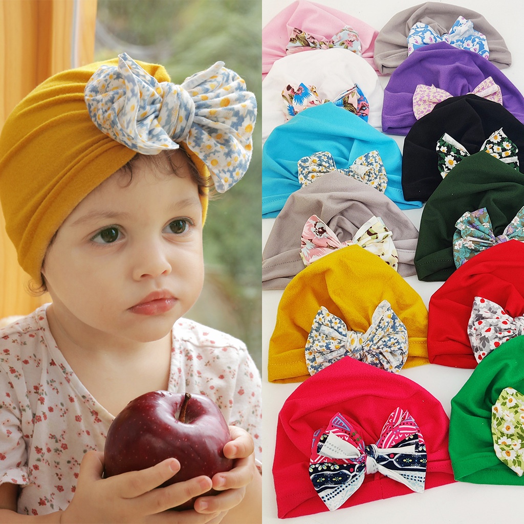 Baby Soft Hat Baby Girl Flower Bow Headband Kids Cute Turban Infant