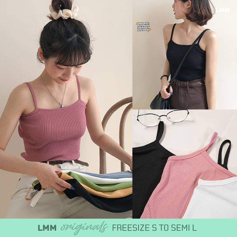 sleeveless spaghetti strap knitted top women shirt tee blouse camisole ...