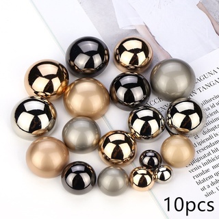 10 Pieces Round Crystal Faux Pearl Shank Buttons Costume Sewing Crafts  Golden 10mm 