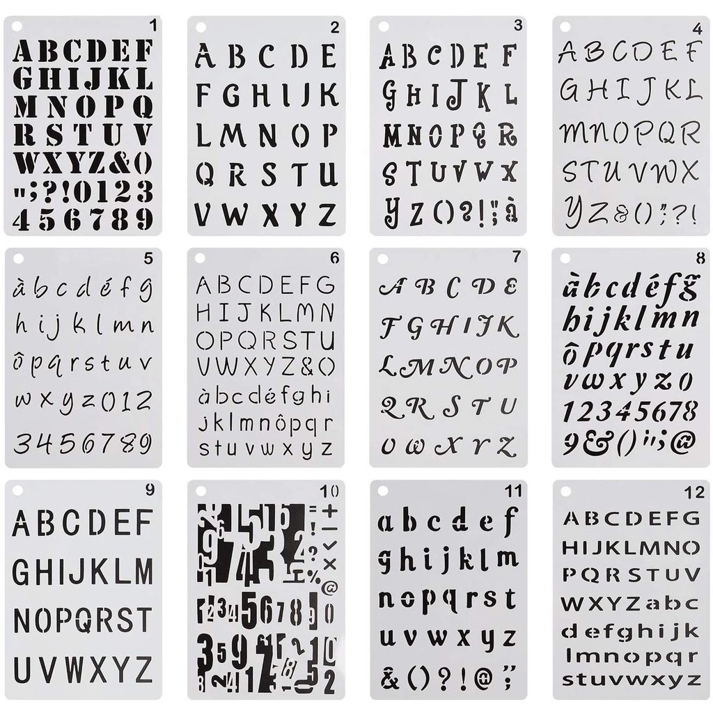 12 Pack Letter and Number Stencils Alphabet Stencil for Bullet Journal ...