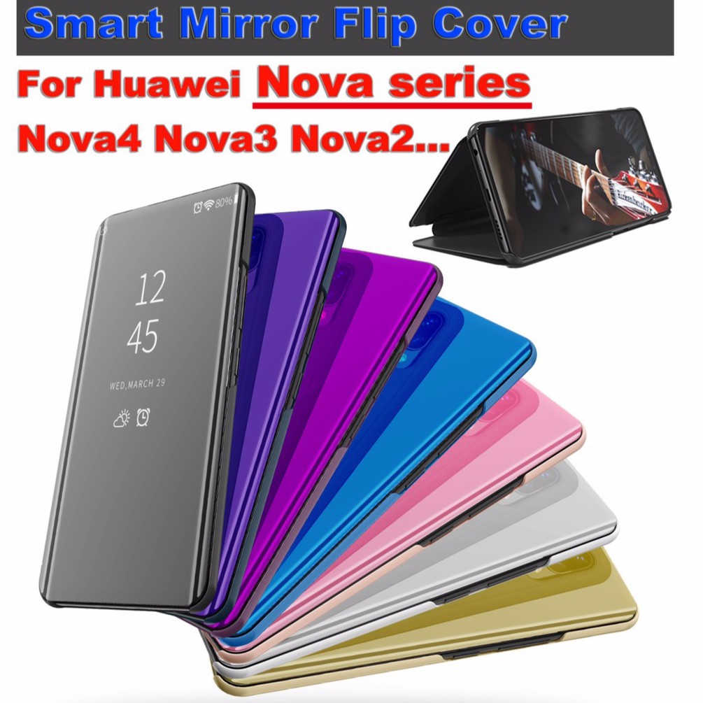 Case Huawei Nova 4 3 3i 3e 2i 2 Lite Luxury Clear View Smart Mirror ...