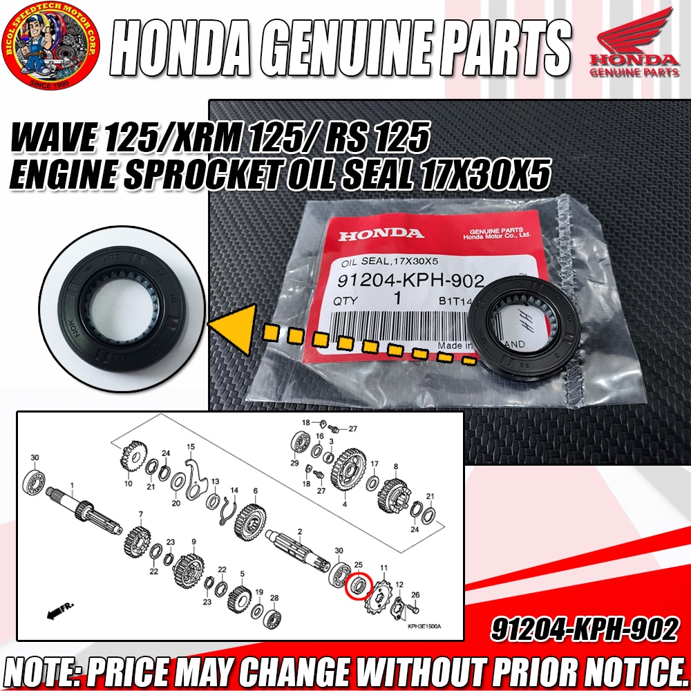 WAVE 125/XRM 125/RS 125 ENGINE SPROCKET OIL SEAL 17X30X5 (HPI) (Genuine