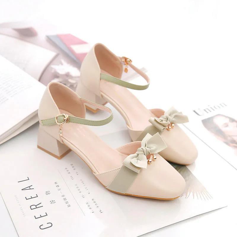 Women Fashion Sweet Yellow Comfort Spring Slip on High Heel Shoes Ladies  Casual Grey Office High Heel Pumps A3226