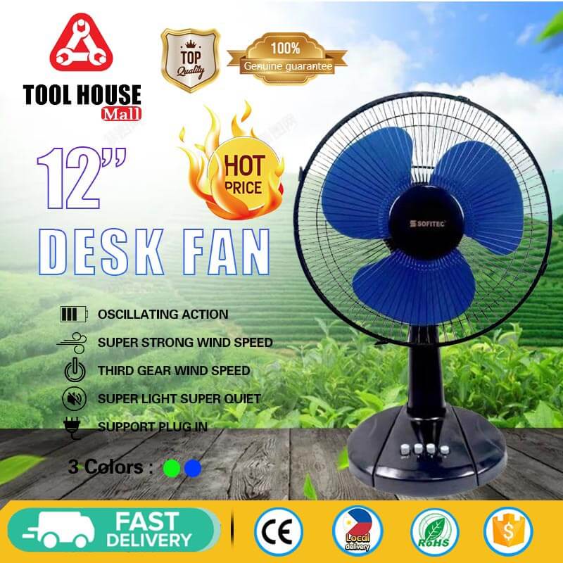 ZqvSOFITEC Original Desk Fan 12" Cooling Electric Fan 3 Blades Shopee