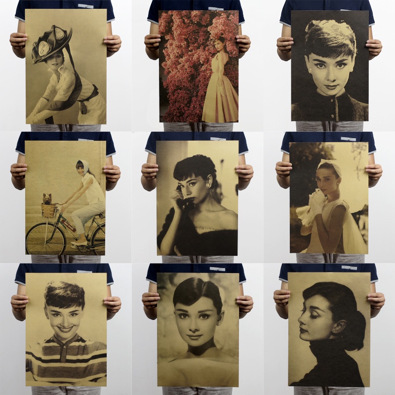 Audrey Hepburn Collection/Nostalgic Retro Kraft Paper Poster Painting ...