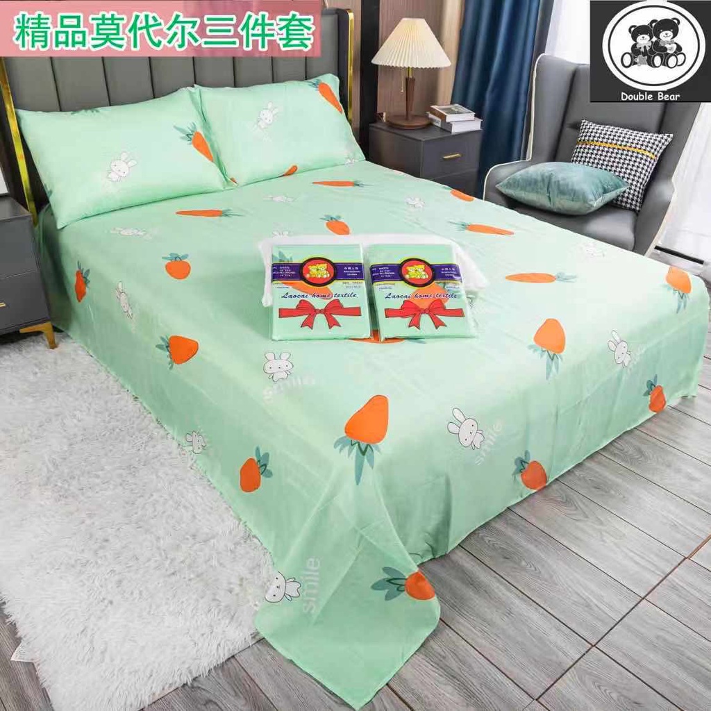 CC| 3 in 1 Cute Designs Thin Bedsheet Set 80*90 inches (1x flat sheet, 2x pillowcase） | Shopee ...