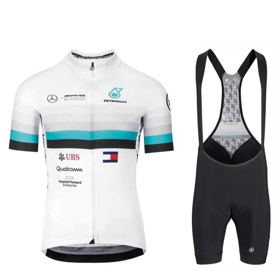Men's Women's Short Sleeve Cycling Jersey with Bib Shorts White Bike Bib Shorts Jersey main image 1