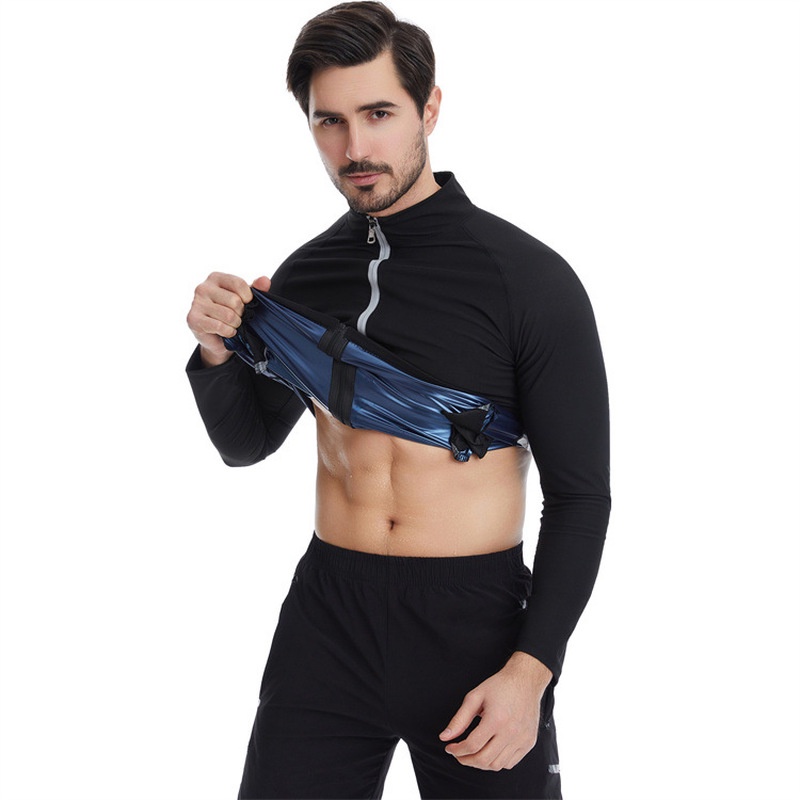 JHHB Men Sauna Suit Neoprene Sweat Jacket Workout Weight Loss Long Sleeve Waist Trainer Body Shaper with Zipper Shopee Philippines