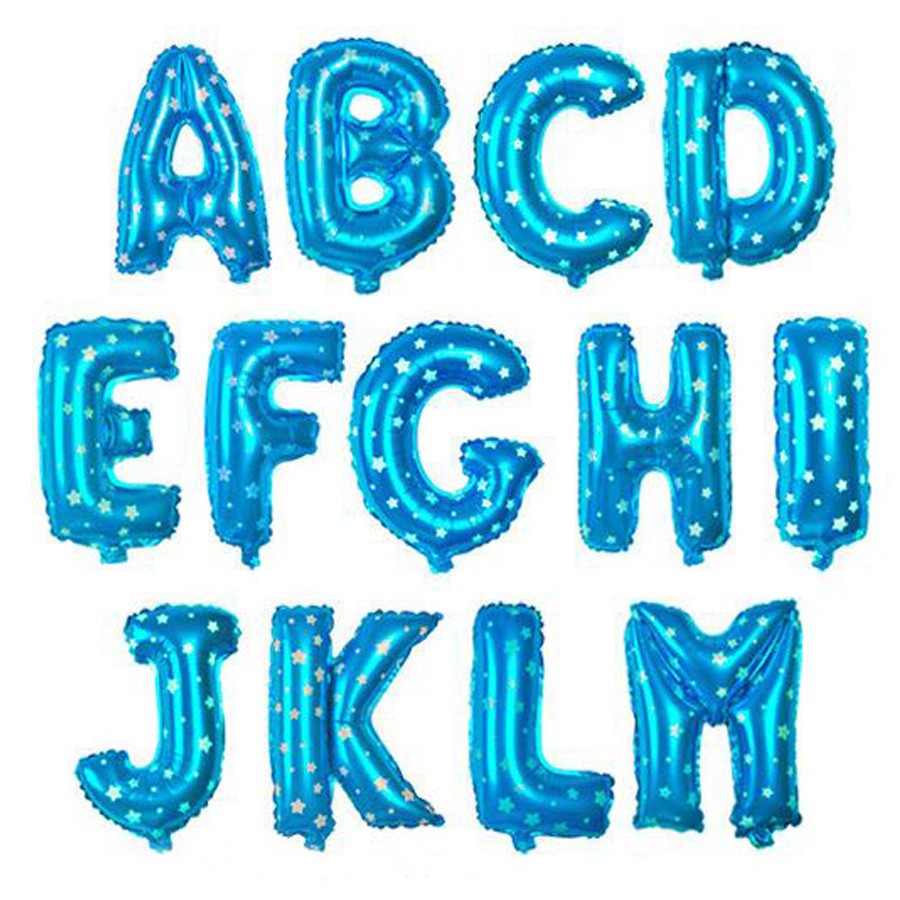 Blue foil shop letter balloons