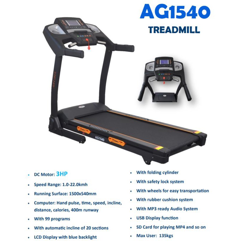 Avant Garde AG 1540 Motorized Treadmill Shopee Philippines