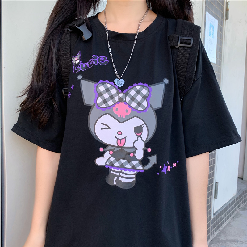Neue Sommer Anime Kuromi T-Shirt Sommer Streetwear O-Ausschnitt süßes ...