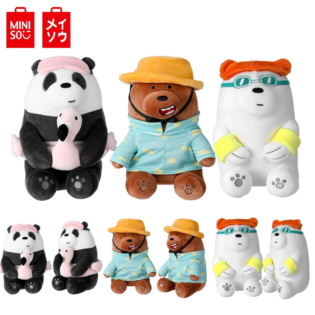 Miniso We Bare Bears Summer Vacation Series Plush Toy Ice Beargrizzlypanda Shopee Philippines 