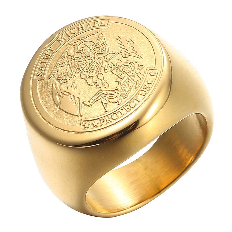 St michael hot sale ring gold