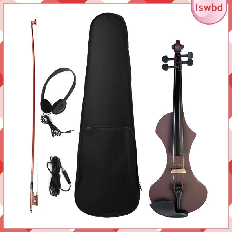 [ Solid Wood Silent Electric Violin 4/4 Violin Set Musical Instruments