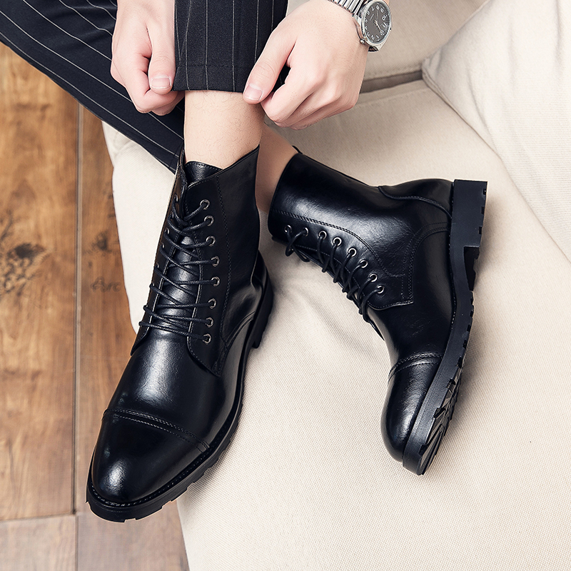 Retro boots lace up boots man boots large size boots Vintage men s boots business boots full leather genuine leather boots Shopee Philippines