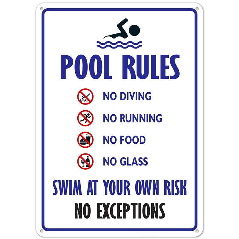 2024 Pool Rules Metal Tin Sign, No Diving No Running No Food No Glass ...