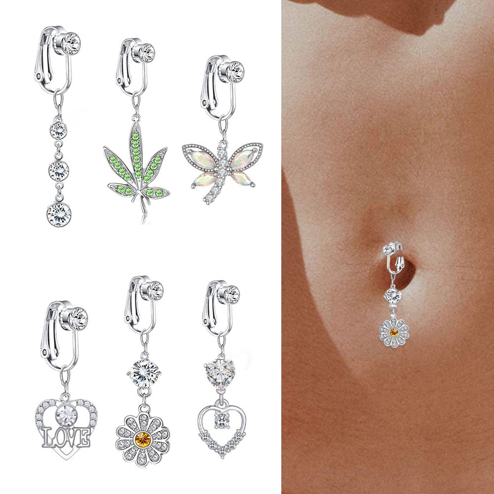 1PC Trendy Stainless Steel Navel Ring Fake Belly Piercing Navel Ring