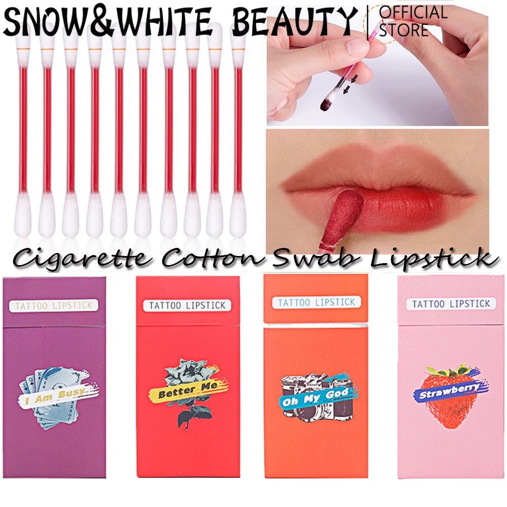 20 pcs /Box Tattoo Lipstick cotton swab Lip Tint Cigarette Case Lip