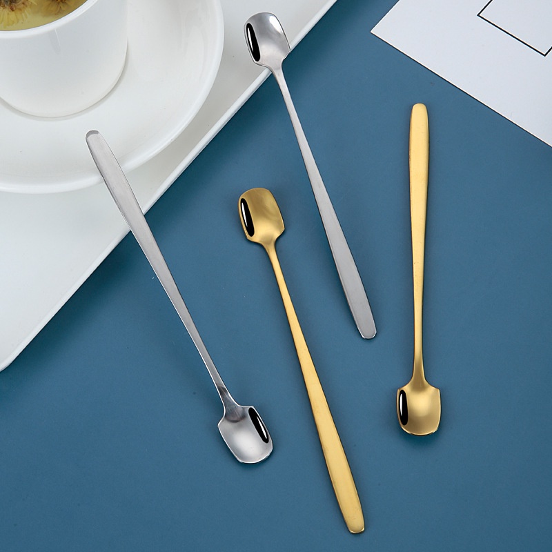 6 PCS 6.7" Gold Long Handle Coffee Spoon, Stirring Spoons With Long Handle Coffee Bar Accessories Stainless Steel Tea Spoons Round Dessert Spoons For Stirring Coffee Drinks Mixing Milkshakes Etc